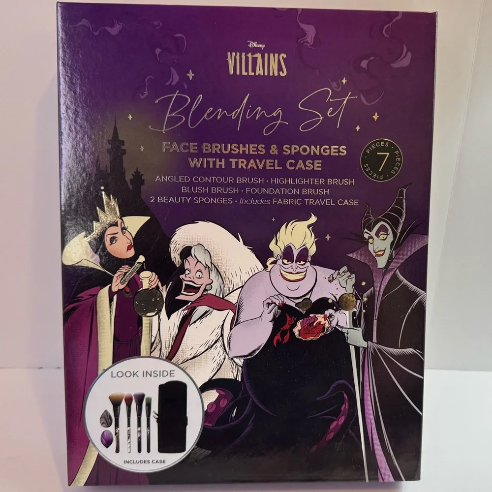 Disney Villains Makeup Brushes and Sponges Blending Set 7 piece